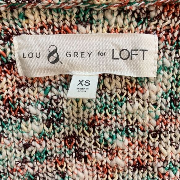 LOU & GREY Vneck dolman sleeves Multicolor knit hi-lo sweater top OVERSIZED XS - Picture 5 of 9